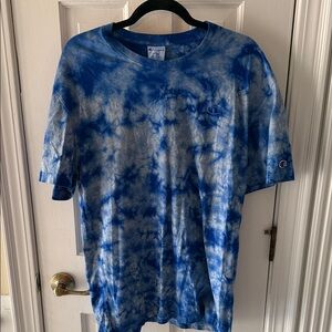 Champion Blue and White Tie-Dye Tee